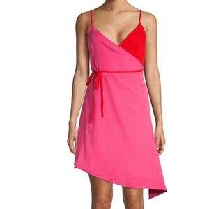 Renvy Asymmetrical Wrap Tie Dress Tomato Girl Summer Easter Preppy Wedding Guest